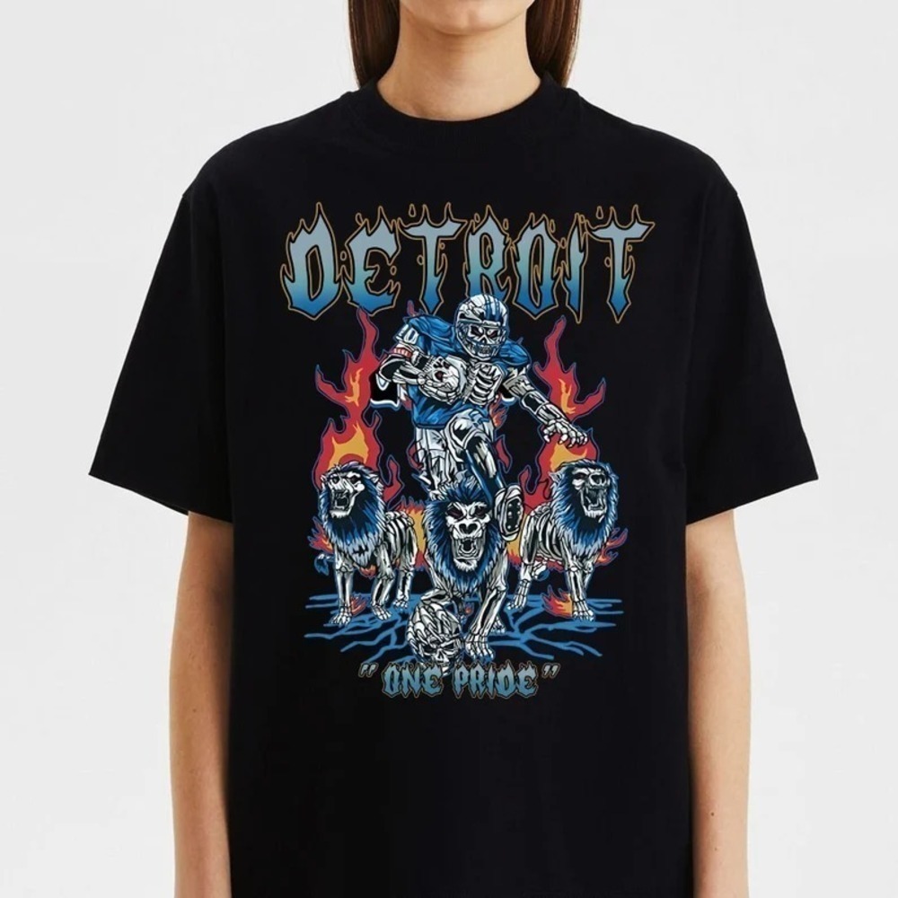 Detroit Lions One Pride Skeleton Football Fan Graphic Unisex T-Shirt